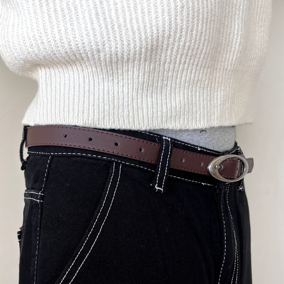 y2k style brown american western simple designer oval belt - Picture 6 of 6